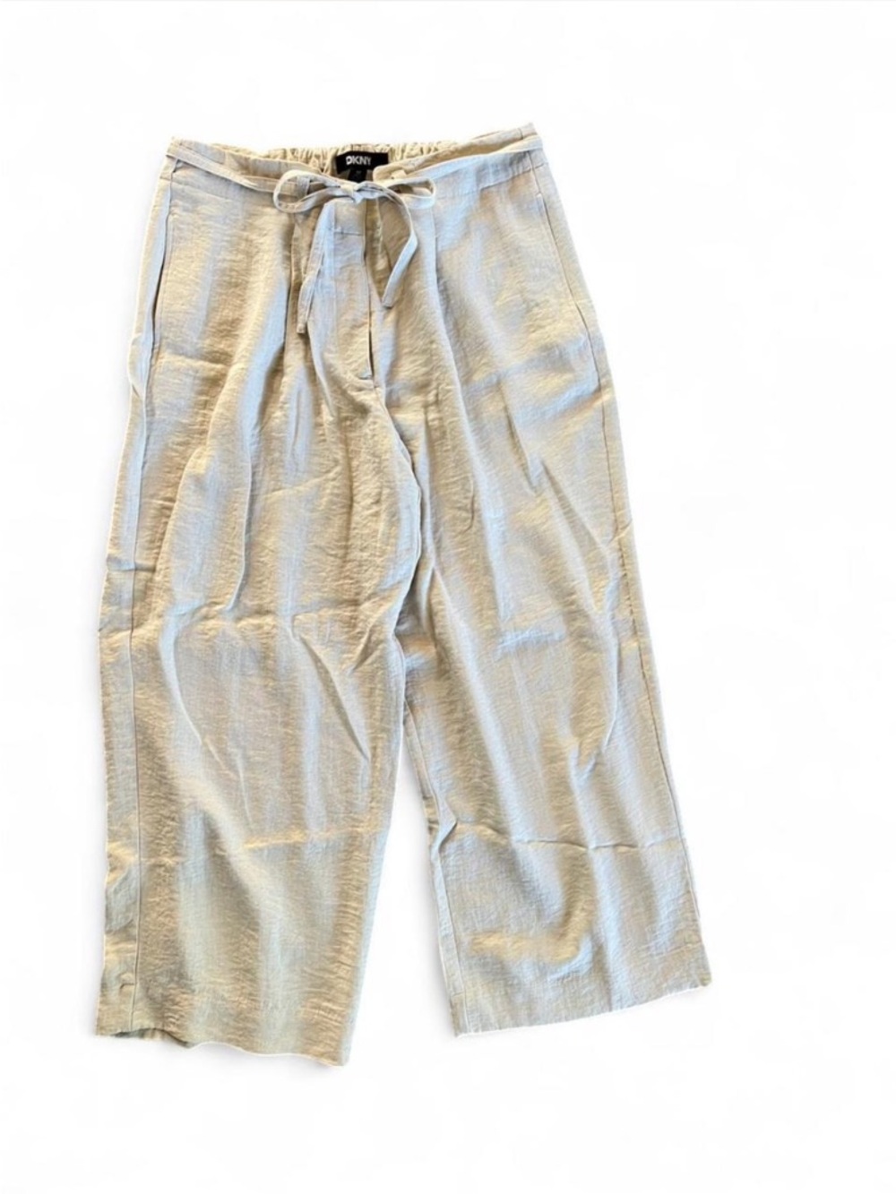 Cream lightweight‎ flowy wide leg pants with tie waist Women’s Size 12